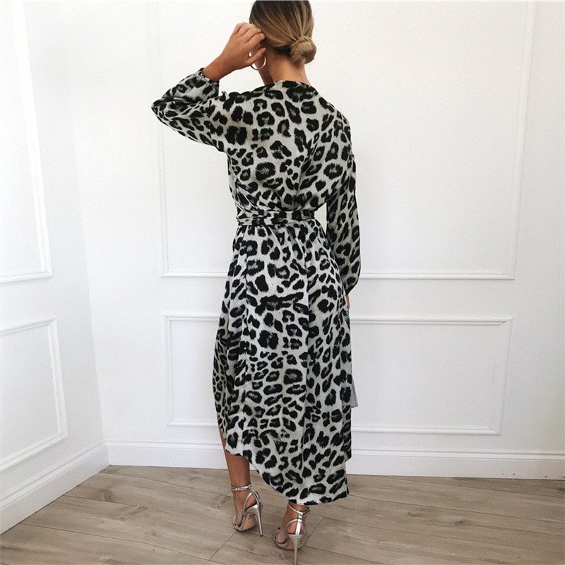 Women's Long Leopard Printed Dress