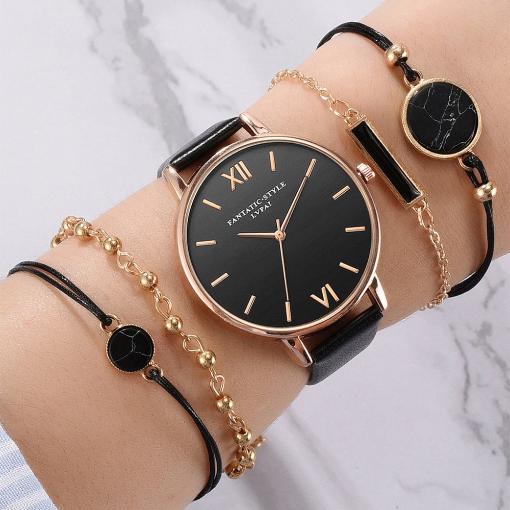 5pcs Woman Quartz Wristwatch with Bracelet