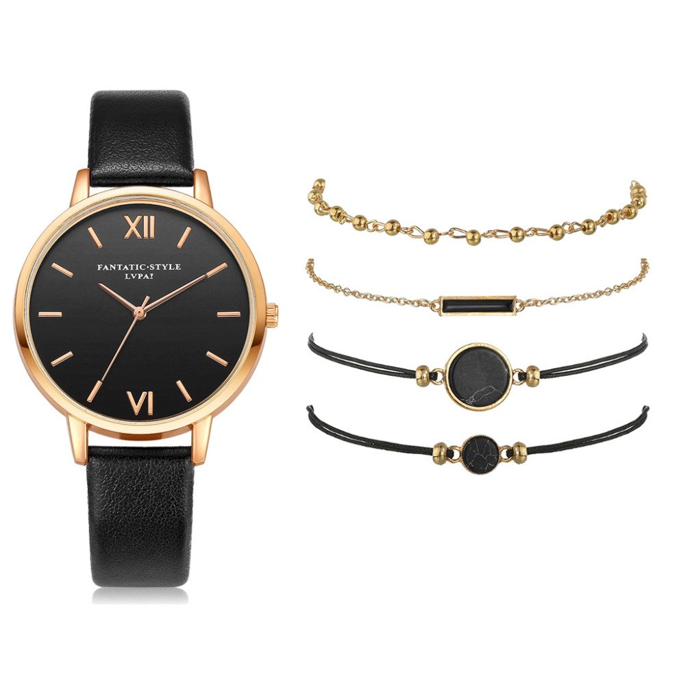 5pcs Woman Quartz Wristwatch with Bracelet